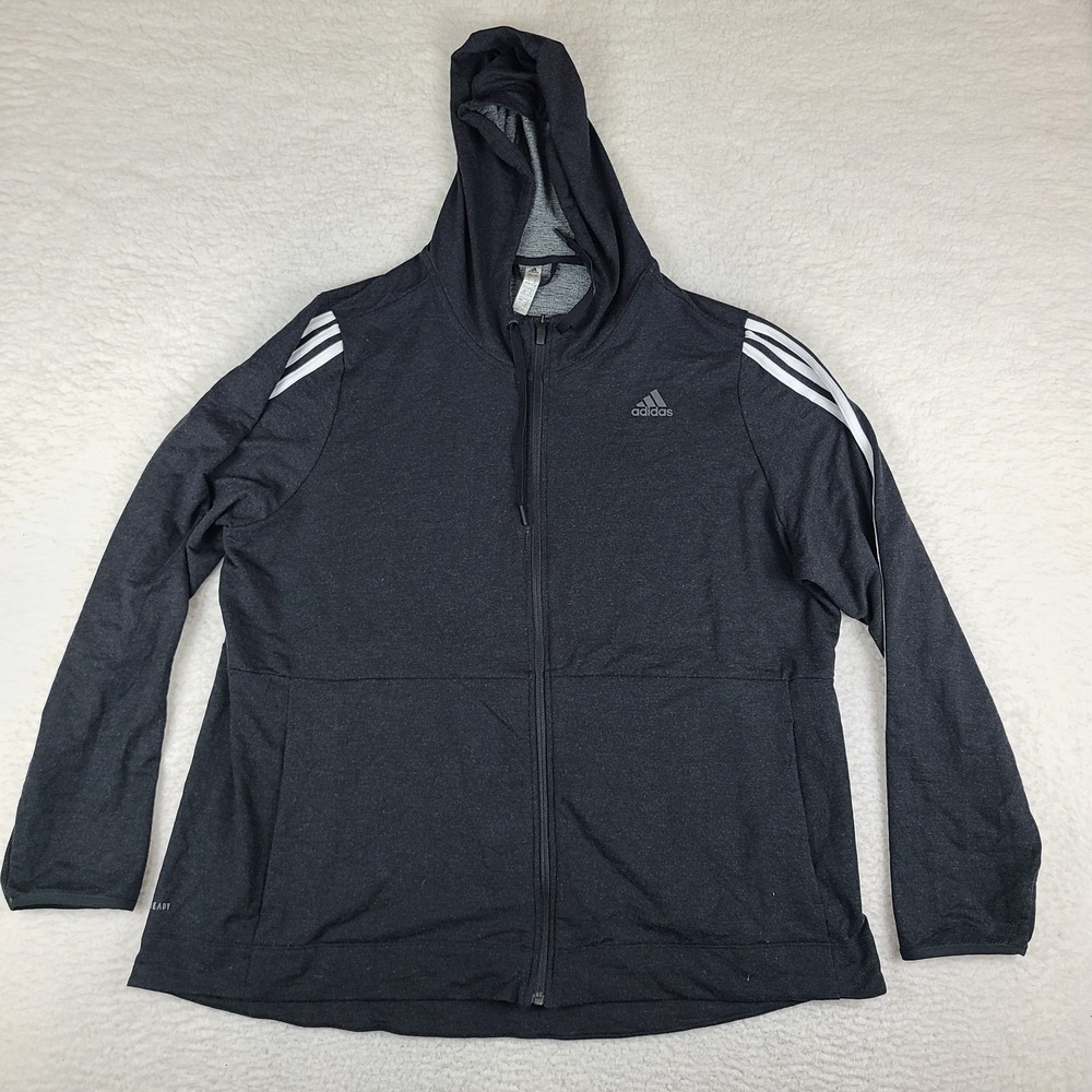 Adidas Hoodie Mens 3X BIG Dark Gray Full Zip Activewear‎ Performance Aero Ready